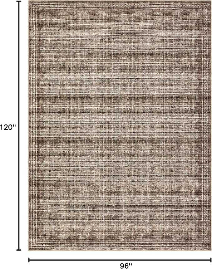 GarveeHome Scalloped Washable 8x10 Rug for Living Room Non-Slip Solid Coffee Modern Minimalism 8 x 10 Rug Low-Pile Carpet for Bedroom Dining Nursery Mat with Rubber Back