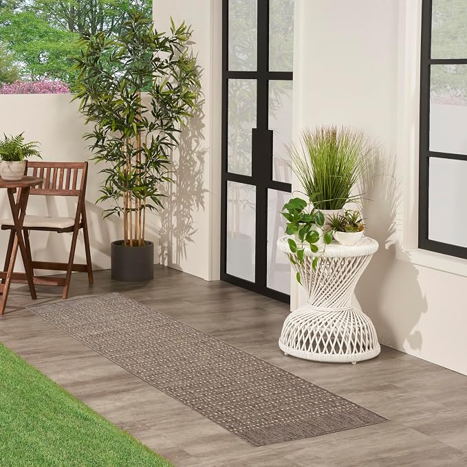 Nourison Home Tulum Brown 2' x 6' Area Rug - Easy Clean, Non Shedding, Bed Room, Living Room, Dining Room, Kitchen (6' Runner)