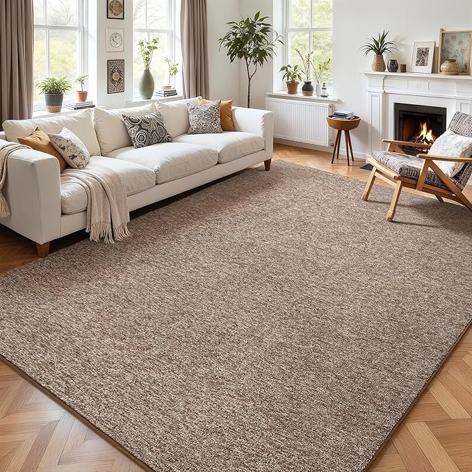 AROGAN 5x7 Area Rugs for Living Room Non Slip Dorm Bedroom Rug, Matte Brown | Modern Area Rugs with Soft Memory Foam, Minimalist Washable Indoor Floor Carpet for Dining Room Office Kids Playroom Decor