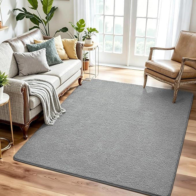 Keeko 4x4 Square Area Rugs for Living Room Bedroom,Soft Washable Carpet | Modern Indoor Memory Foam Entryway Rug Low Pile Minimalist Non Slip Rug for Kids Nursery Dorm Room Home Decor Grey