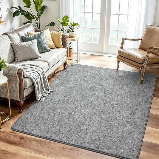 Keeko 4x4 Square Area Rugs for Living Room Bedroom,Soft Washable Carpet | Modern Indoor Memory Foam Entryway Rug Low Pile Minimalist Non Slip Rug for Kids Nursery Dorm Room Home Decor Grey