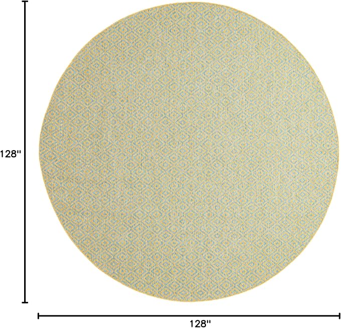 Unique Loom Jill Zarin Jill Zarin Outdoor Collection Area Rug - Costa Rica (10' 8" Round, Yellow and Aqua/Light Blue)