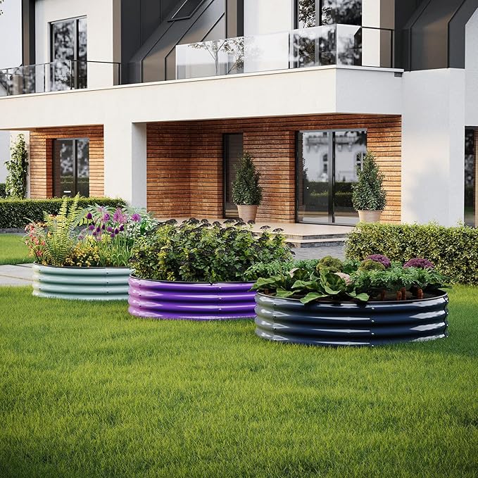 ZFHgarden Galvanized Metal Planter Raised Garden Bed Kit for Gardening Outdoor Garden Box Raised Flower Bed 2PC Metal 4X2X1FT