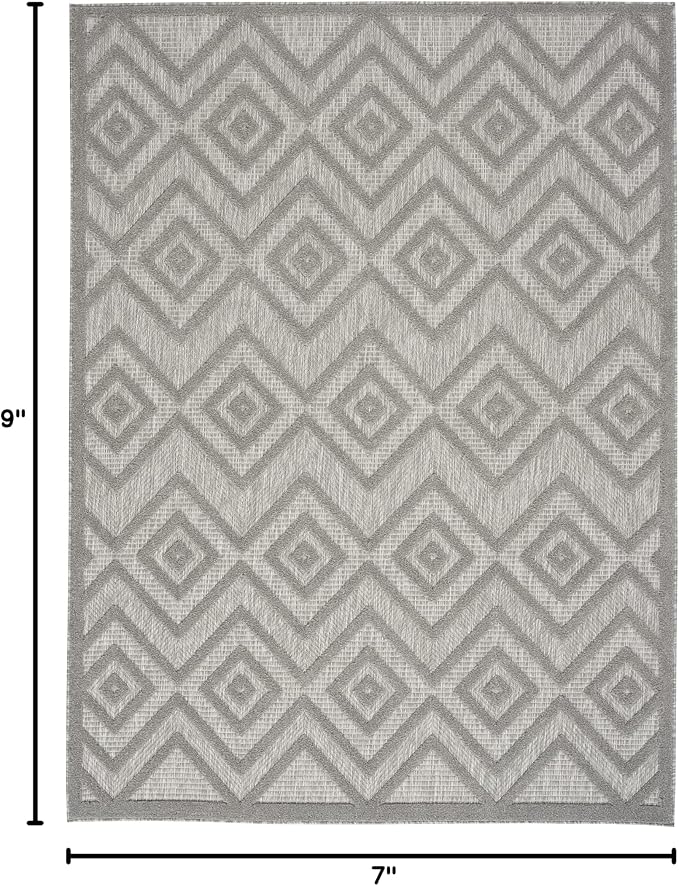 Nourison Home Versatile Silver Grey 5' x 7' Area Rug - Easy Clean, Non Shedding, Bed Room, Living Room, Dining Room, Kitchen (5' x 7')