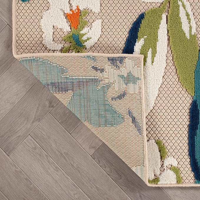 Rugshop Multi Bergamo Floral Indoor/Outdoor Runner Rug Machine Washable for Hallway, Entryway and Kitchen, 2'7" x 10'