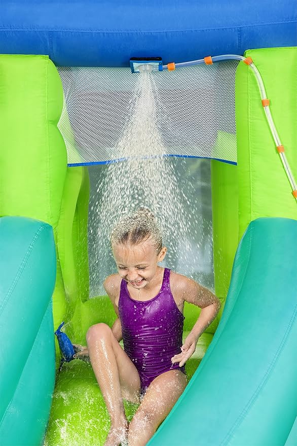 H2OGO! HydroHangout Kids Inflatable Water Park With Heavy-Duty Blower | Inflatable Water Slide, for Kids Ages 5+, 2-Minute Inflation, Durable Material, Sprinkler Wall, Shaded Clubhouse, Splash Pool