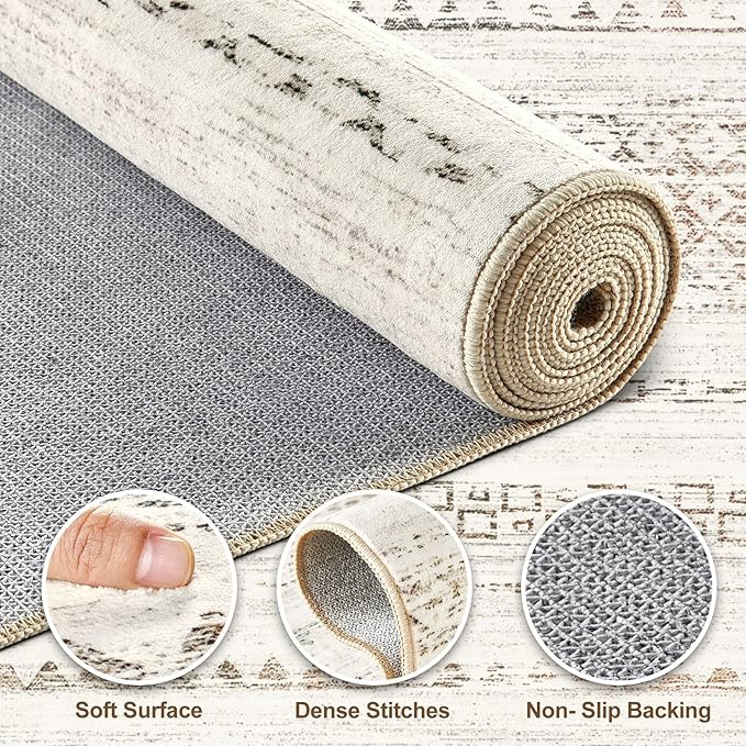 Nakagishi 10x14 Area Rugs Living Room: Washable Boho Large Neutral Modern Soft Stain Resistant Farmhouse Indoor Floor Rug Non-Slip Carpet for Bedroom Nursery Kids Playroom Office Dining Room- Colorful