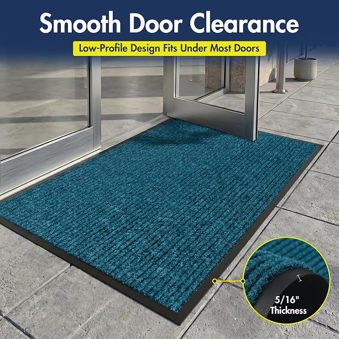 Notrax 109 Industrial Door Mat, 3' x 4' Entrance Mat, Heavy Duty Commercial Rugs for Entryway, Welcome Lobbies, Garage, and Mudroom, Made in the USA, Slate Blue, Brush Step 109S0034BU