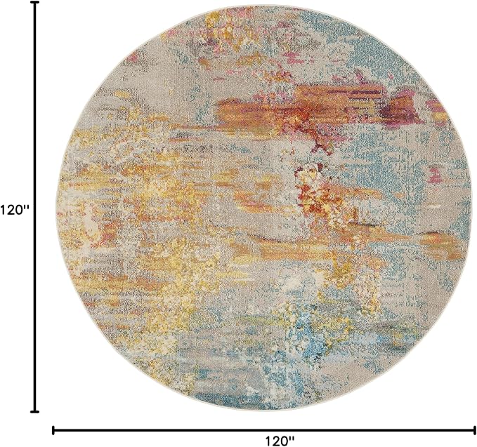 Nourison Home Celestial Sealife 10' x Round Area Rug - Easy Clean, Non Shedding, Bed Room, Living Room, Dining Room, Kitchen (10' x Round)