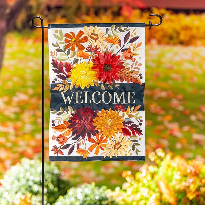Evergreen Flag Fall Garden Flags Double Sided, Garden Flags for Outside Autumn Decorations for Home, Porch, Yard (Fall Floral, 12x18 inch)