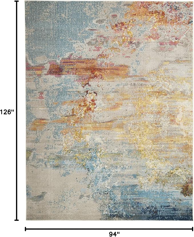 Nourison Home Celestial Sealife 7'10" x 10'6" Area Rug - Easy Clean, Non Shedding, Bed Room, Living Room, Dining Room, Kitchen (8' x 11')