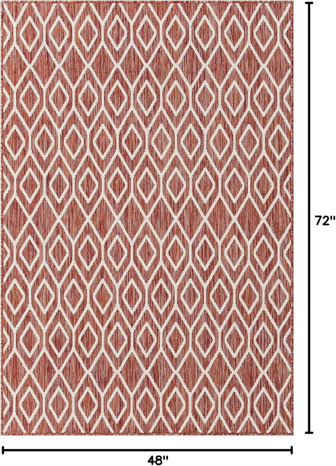 Jill Zarin Outdoor Collection Area Rug - Turks and Caicos (4' x 6' Rectangle Rust Red/Ivory)