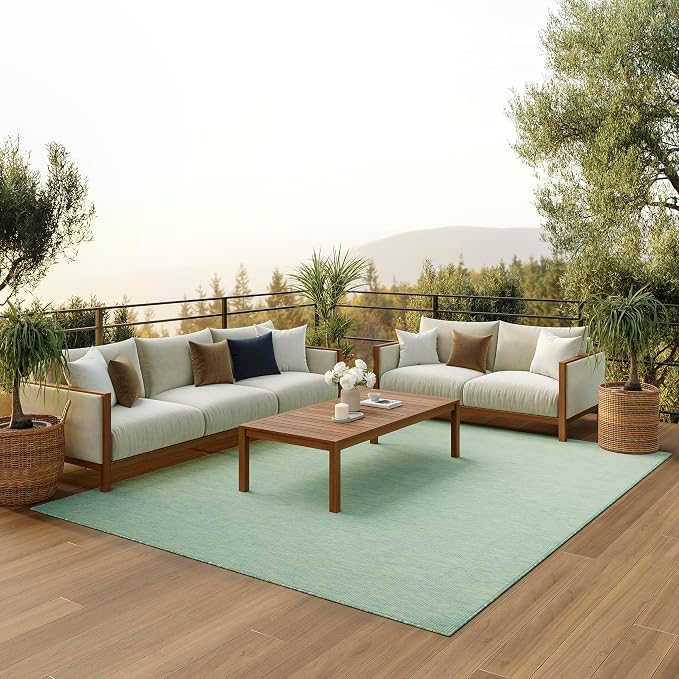 Nourison Home Positano Blue Green 6' x 9' Area Rug - Easy Clean, Non Shedding, Bed Room, Living Room, Dining Room, Kitchen (6' x 9')