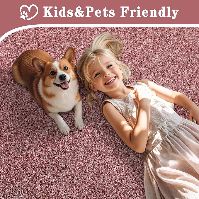 5x7 Dark Red Area Rug | Washable Memory Foam, Low Pile Non Slip Indoor Carpet for Living Room Bedroom Office Classroom College Dorm Room Home Decor