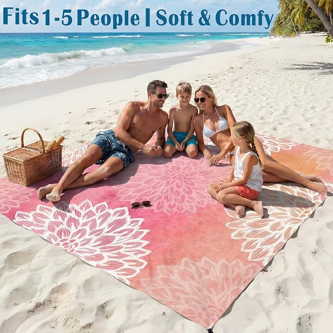 Famstar Beach Blanket Oversized Extra Large 78"X81"/10'X9',Waterproof Sandproof Beach Blanket 2-8 Adults Lightweight Durable for Travel Camping Hiking Picnic