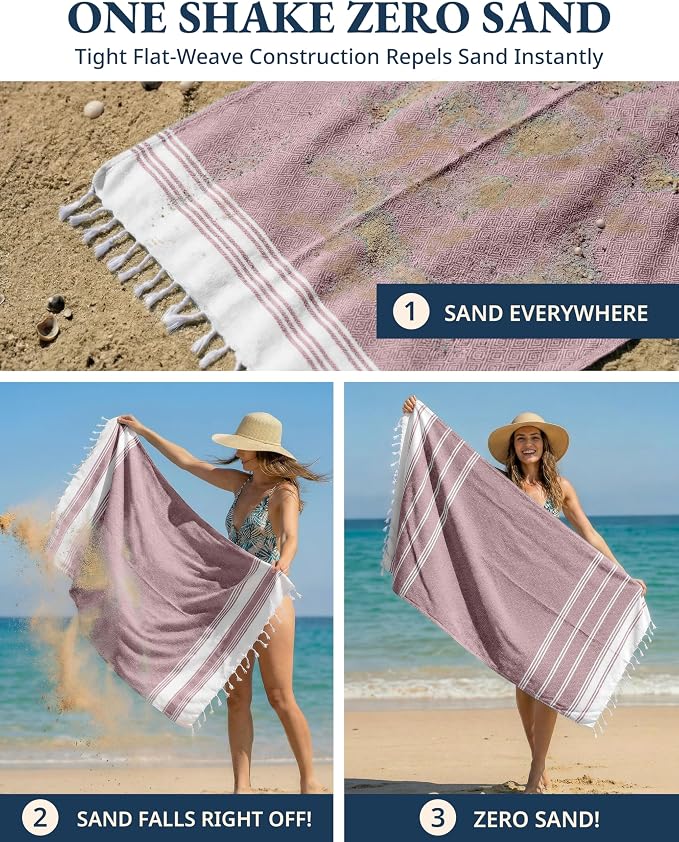 LANE LINEN Pool Towels, Turkish Beach Towels Oversized Set of 6, Pre-Washed,No Shrink, Quick Dry Travel Towel,Stylish Beach Towel for Women, Absorbent & Sand Free Towel, 39"x71"