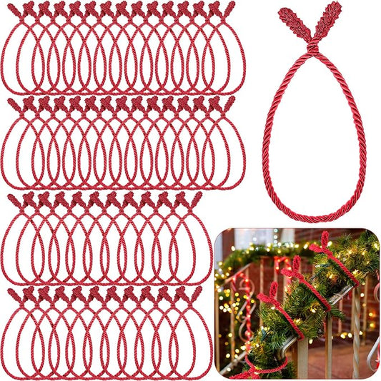 Zhengmy 50 Pcs 20 Inches Christmas Garland Ties Christmas Decorative Twist Ties for Banister Reusable and Flexible Twist for Xmas Home Decorations Holiday Craft Wrapping (Red)