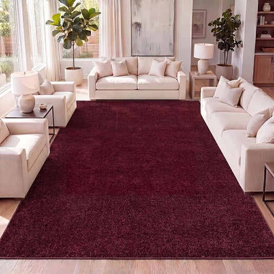 JONATHAN Y Haze Solid Low-Pile Dark Red Indoor Area Rug 12x15, Coastal,Bohemian,Minimalist,Classic, Easy-Cleaning for Living Room,Bedroom,Kitchen,Pet Friendly,Non-Shedding (SEU100Q-15)