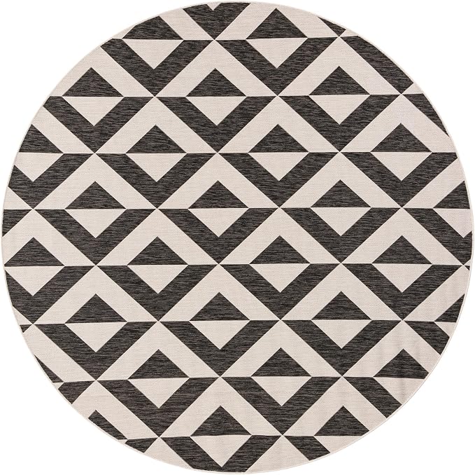 Jill Zarin Jill Zarin Outdoor Collection Area Rug - Napa (7' 10" Round Charcoal Gray/Ivory)