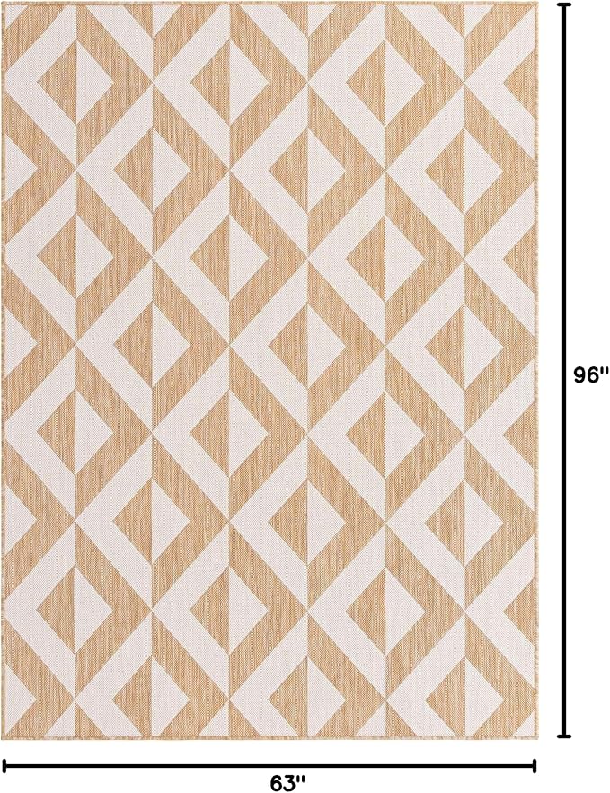 Unique Loom Outdoor Collection Area Rug - Napa (5' 3' x 8' Rectangle, Beige/ Brown)