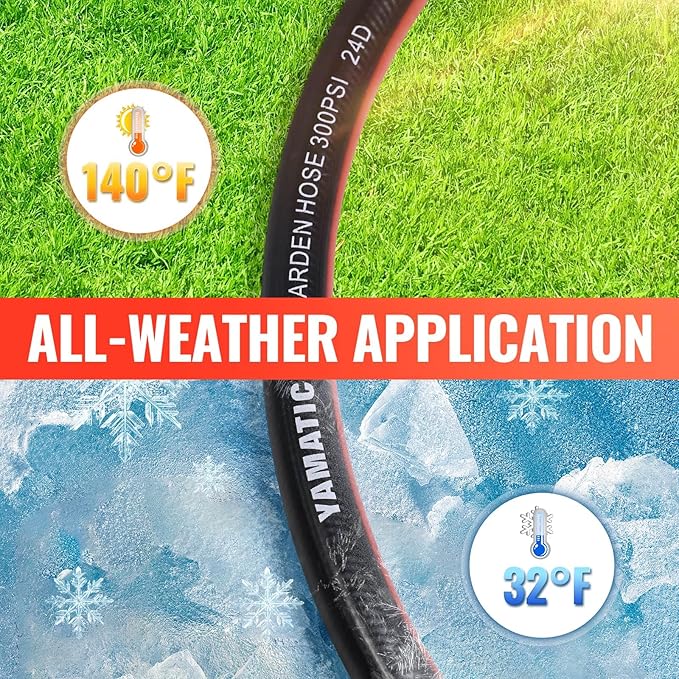 YAMATIC Short Garden Hose 5 ft x 5/8 in, Female to Female Leader Hose Extension 2 in 1 Dual Use with Solid Brass Connector, Lightweight All-Weather for Water Hose Reel, Burst 300 PSI