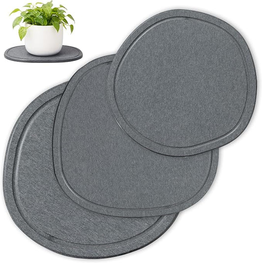 8 10 12 Inch 3 Pcak Diatomite Plant Saucers for Indoors Outdoors, Flower Plant Pot Saucers Drainage Trays to Catch Water, Diatomaceous Earth Planter Plates Water Catcher Drip Trays, Grey