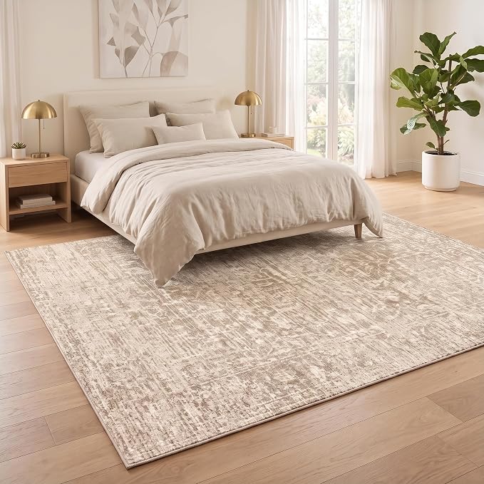 RUGIXE 5x7 ft Beige Washable Area Rug for Living Room,Vintage Boho,Non Slip