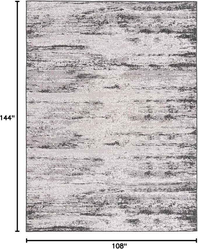 Unique Loom Outdoor Modern Collection Area Rug - Cartago (9' x 12' Rectangle, Charcoal/ Ivory)