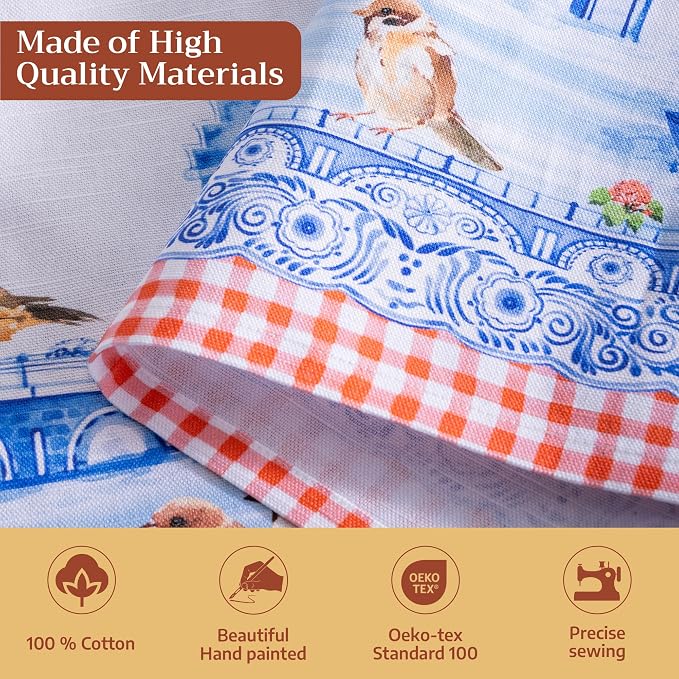 Maison d' Hermine Aprons for women with Pocket 100% Cotton (27.50"x31.50") | Adjustable Neck Strap & long ties Apron Men Chef Wedding Cooking Gardening Server Maid