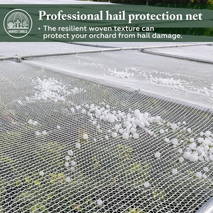 SATINIOR Garden Netting 16.3x10 Ft, Hail Netting, Heavy Duty Bird Net, Plant Protective Woven Mesh with Storage Bag, UV Resistant Crop Cover for Fruit Trees Vegetables Garden