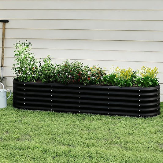 Galvanized Raised Garden Bed, Outdoor Planter Bed, Metal Planter Box for Gardening and Planting,8x2x1.5ft, Light Green