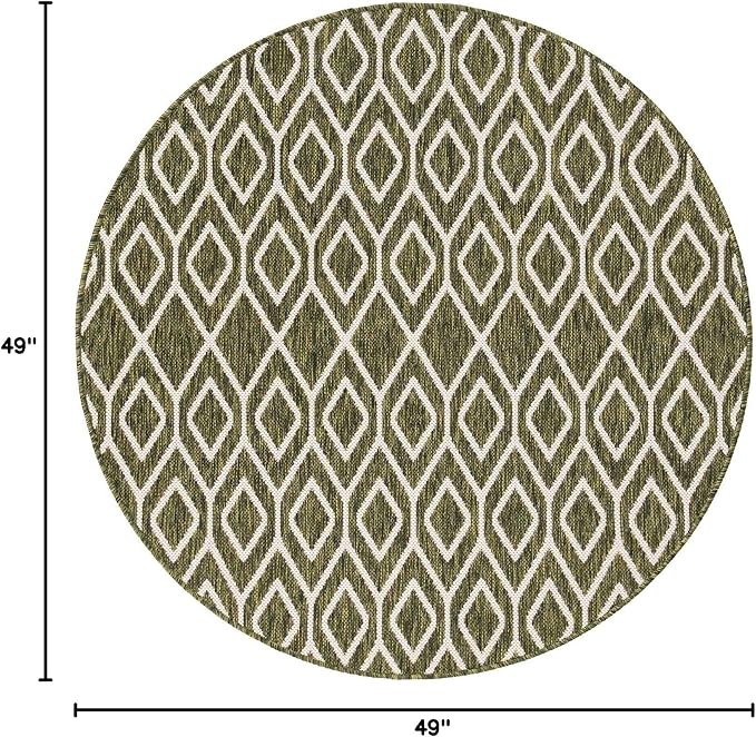 Jill Zarin Outdoor Collection Area Rug - Turks and Caicos (4' Round Green/Ivory)