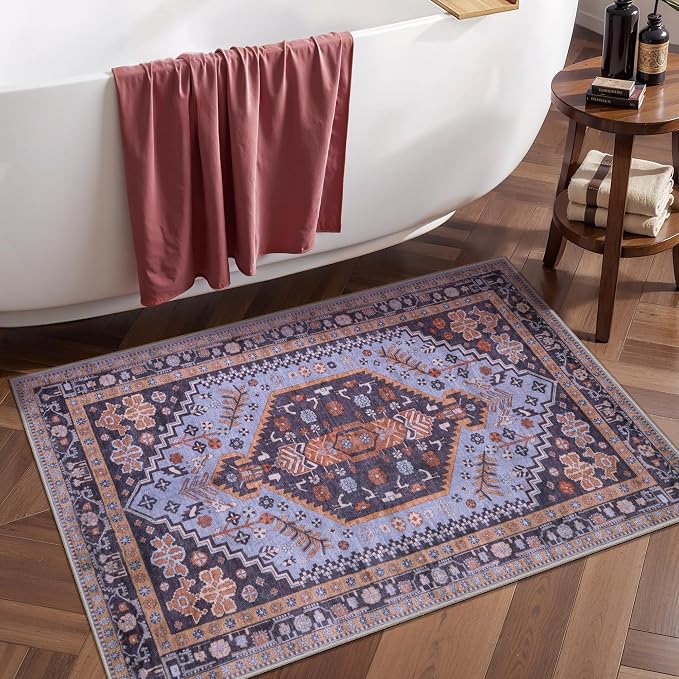 Ciicool 2x3ft Small Area Rug,Washable Boho Thin Mat for Entryway Kitchen | Oriental Non-Slip Low-Pile Indoor Carpet Soft Entry Rugs for Entrance Bedroom Kitchen Bathroom Foyer Decor