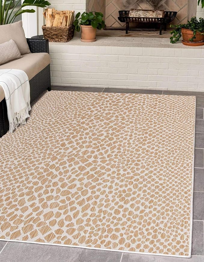 Unique Loom Outdoor Collection Area Rug - Cape Town (4' 1' x 6' 1' Rectangle, Dark Beige/ Ivory)