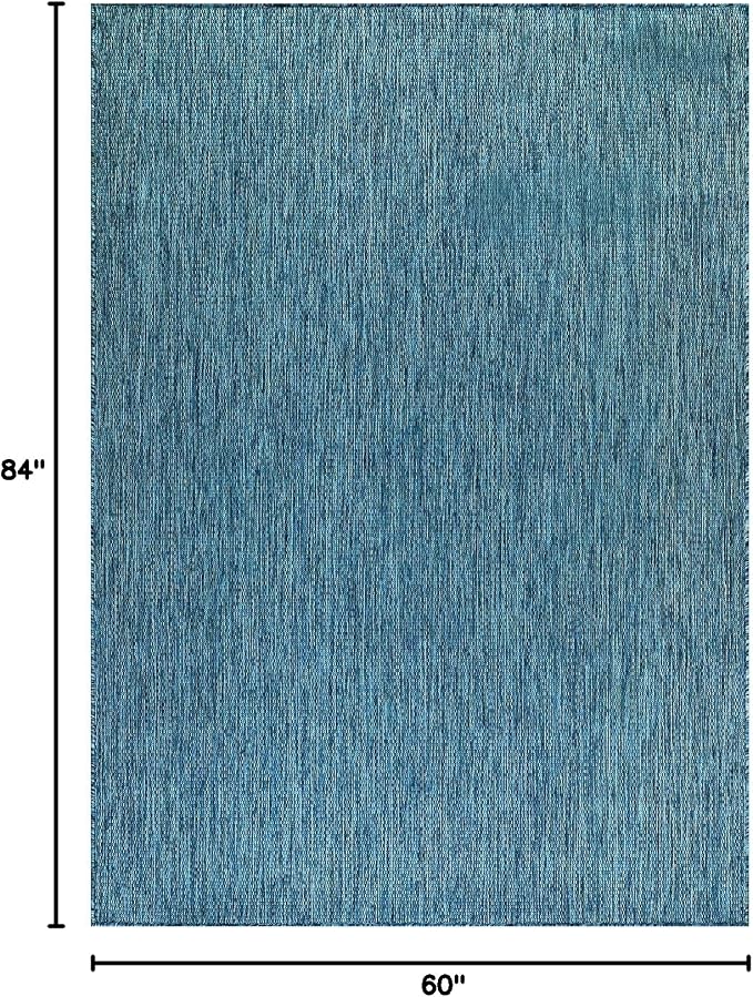 CAMILSON Outdoor Rug 5x7 Modern Area Rugs for Indoor and Outdoor Patios and Porches - Waterproof, Washable, Non-Shedding, Easy-to-Clean Outside Carpet (5 x 7, Solid - Aqua)