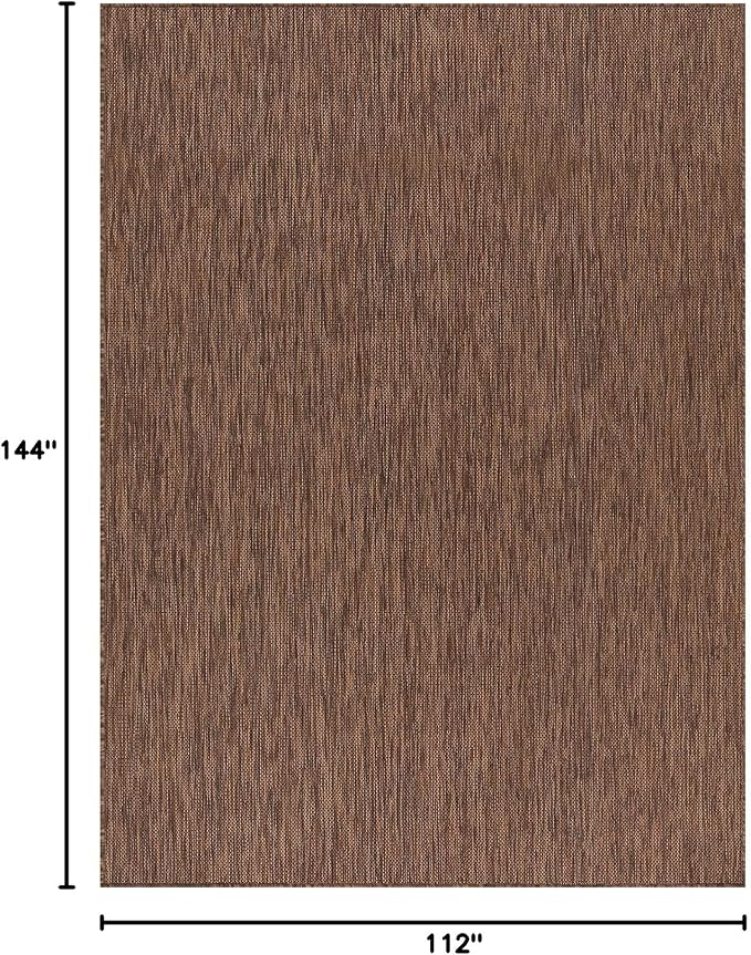Beverly Rug Indoor Outdoor Rug 9x12, Washable Outside Carpet for Patio, Deck, Porch, Solid Modern Area Rug, Water Resistant, Gold Brown