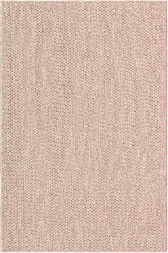 Unique Loom Collection Casual Transitional Solid Heathered Indoor/Outdoor Flatweave Area Rug (4' 1" x 6' 1" Rectangle, Whisper Pink/Ivory)