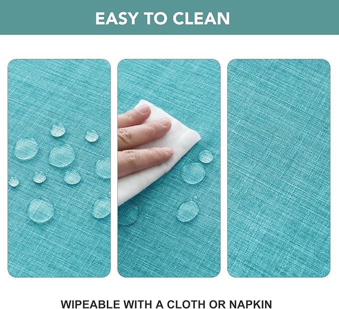 LUSHVIDA Outdoor Tablecloth with Umbrella Hole - Patio Table Cloth Zippered Square 60x60 Inch, Teal Linen-Look Polyester Table Cover Water Resistant for Picnic Outside