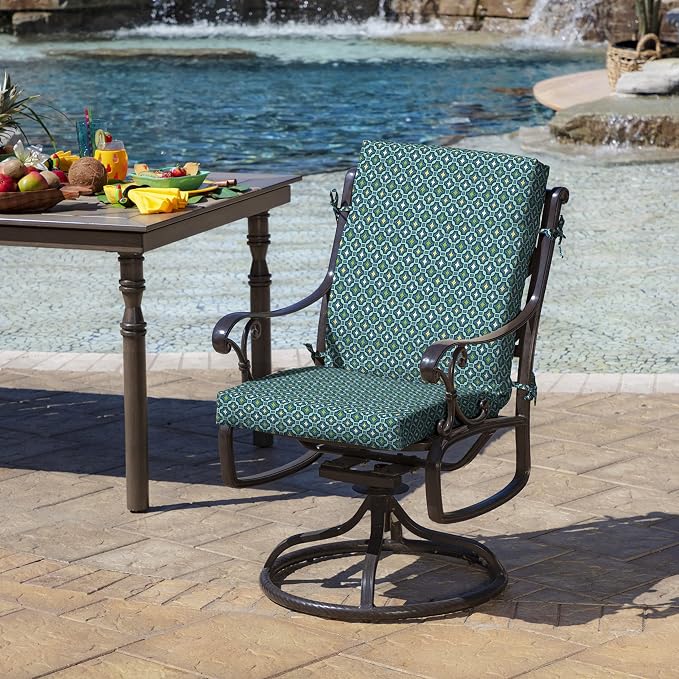 Arden Patio Dining Outdoor Chair Cushions, 20x44, Rain-Proof Seat Pad, Fade-Resistant Outdoor Cushion Alana Tile