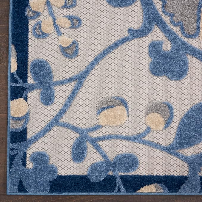 Nourison Home Aloha Blue Grey 7'10" x 10'6" Area Rug - Easy Clean, Non Shedding, Bed Room, Living Room, Dining Room, Kitchen (8' x 11')