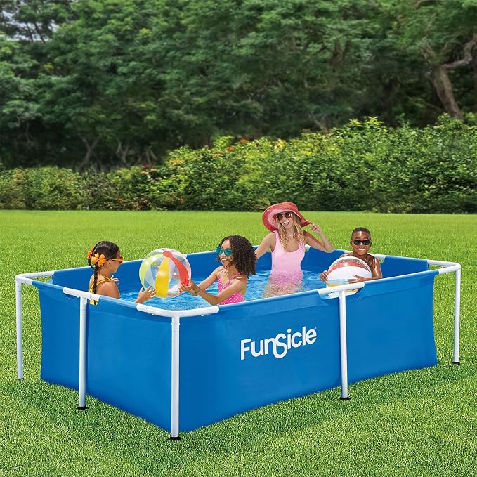 Funsicle 7' x 5' x 24" Durable Rectangular Above Ground Activity Lap Pool with SmartConnect Technology for Ages 6 and Up, Blue