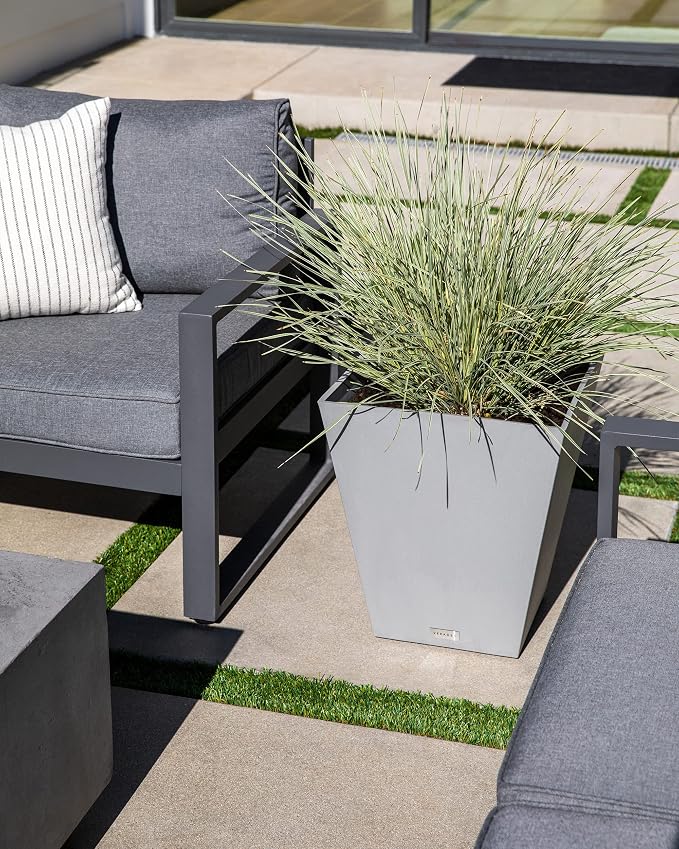 Veradek Pure Series Nobleton Plastic Planter - Large Pots for Indoor or Outdoor Porch/Patio | Durable All-Weather Use with Drainage Holes | Modern Planter Décor for Flowers, Shrubs, Trees