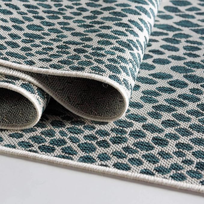 Unique Loom Outdoor Collection Area Rug - Cape Town (2' 2" x 3' 1" Rectangle, Teal/ Ivory)