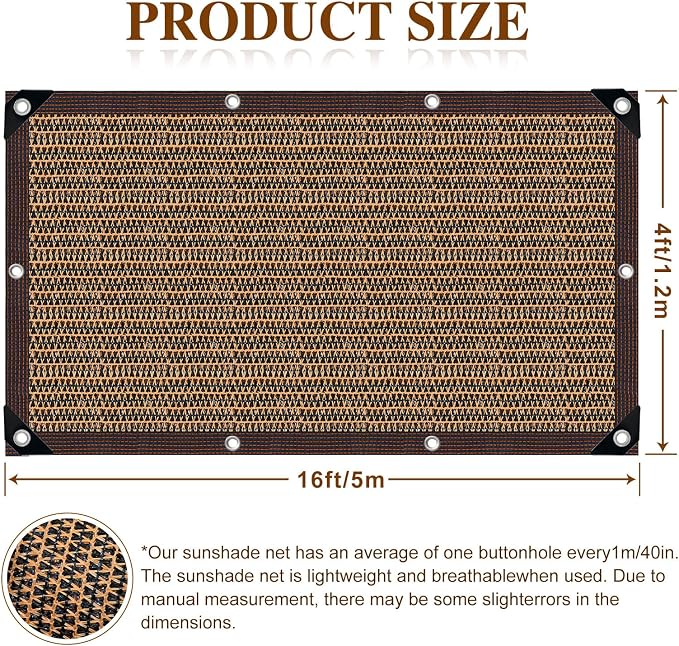 80% Shade Cloth -4x16FT Sunblock Net with Grommet,Lightweight and Durable UV Protection,Shade Cloth for Garden Patio Pergola Balcony Plants Greenhouse Dog Kennel Chicken Coop Outdoor