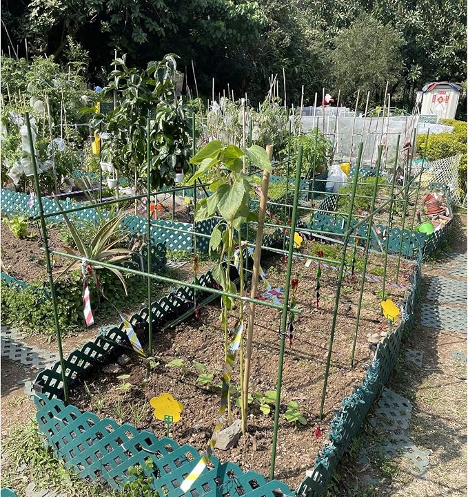 G-LEAF Garden Stakes 4 ft Plastic Coated Steel Tube Sturdy Metal Plant Sticks for Tomato,Cucumber,Bean,Tree,Pack of 50