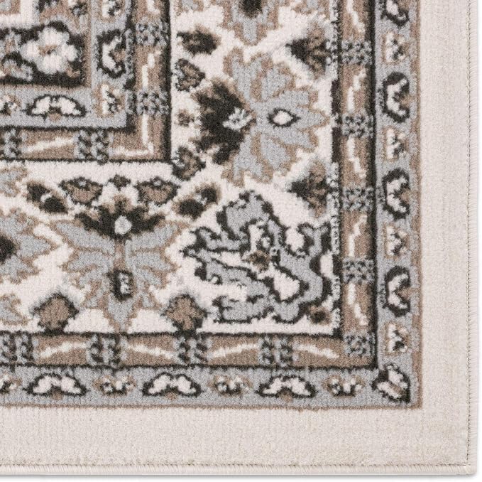 Home Dynamix Premium Sakarya Traditional Medallion Border Area Rug, Ivory/Taupe, 7'9"x10'8" Rectangle