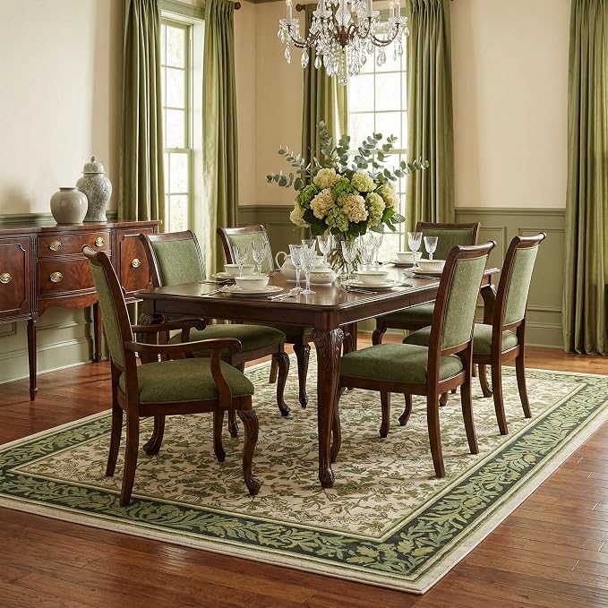 GarveeHome 8x10 Area Rugs for Living Room: Washable Bedroom Rug Light Green | Boho Vintage Non Slip Soft Low Pile Stain Resistant Indoor Carpet for Farmhouse Dining Room Nursery Home Office