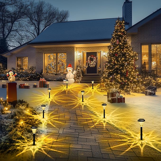 GIGALUMI 12 Pack Solar Lights Outdoor Waterproof, Outdoor Solar Lights for Yard, Solar Garden Lights, Yard Decorations Outdoor for Pathway, Patio, Garden, Driveway, Lawn, and Landscape(Warm White)