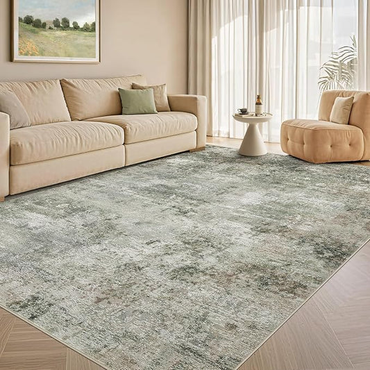 Tortania Area Rug Living Room Rugs - 6x9 Washable Large Soft Neutral Boho Moroccan Bohemian Farmhouse Rug Indoor Floor Carpet for Bedroom Under Dining Table Home Office Decor - Olive Brown