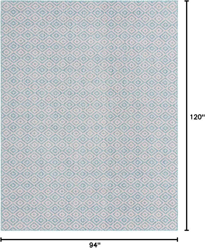 Unique Loom Jill Zarin Jill Zarin Outdoor Collection Area Rug - Costa Rica (7' 10" x 10' Rectangle, Pink and Aqua/Light Blue)